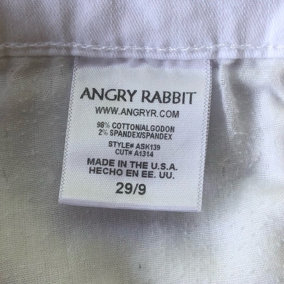 Angry Rabbit White Straight Leg Jeans Size 29 MADE IN THE USA - Picture 8 of 9